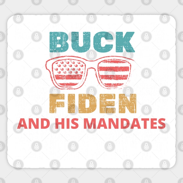 Buck Fiden And His Mandates - American Flag Glasses Gift Sticker by WassilArt